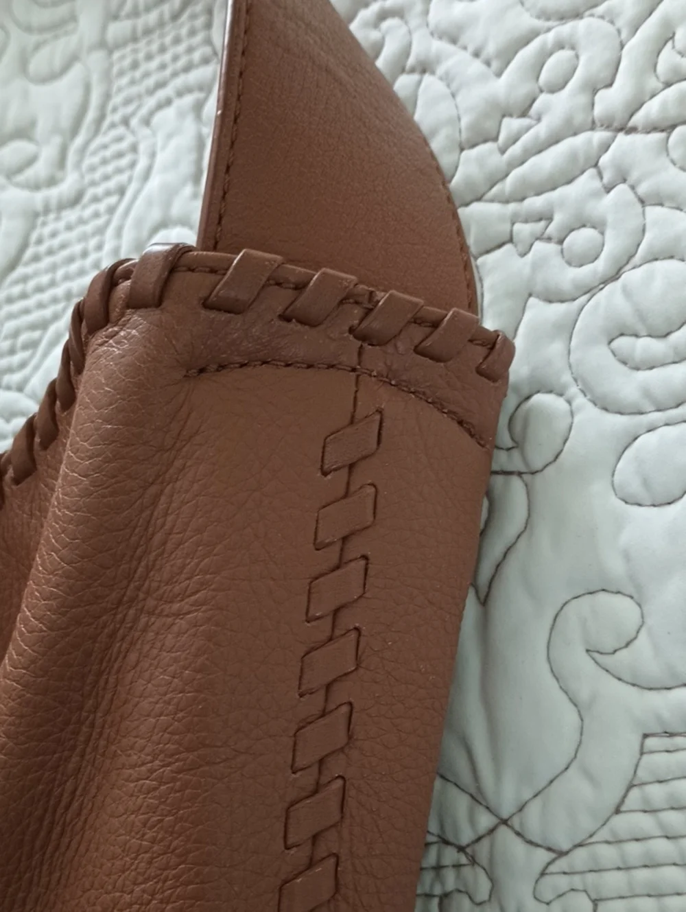 Tory Burch Marion Whipstitch Warm Cognac Leather Shoulder Logo Hobo